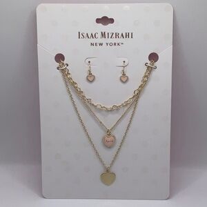 Isaac Mizrahi Gold and Pink Heart Jewelry Set